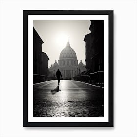 Rome, Italy, Mediterranean Black And White Photography Analogue 4 Art Print