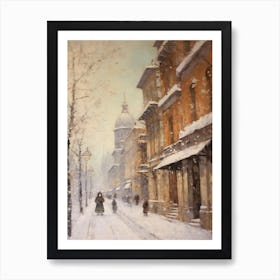 Vintage Winter Painting Budapest Hungary Poster