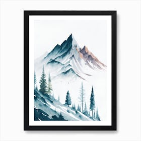 Mountain And Forest In Minimalist Watercolor Vertical Composition 41 Art Print