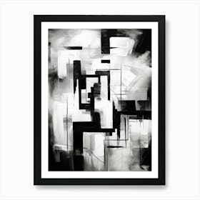 Enigmatic Encounter Abstract Black And White 3 Art Print