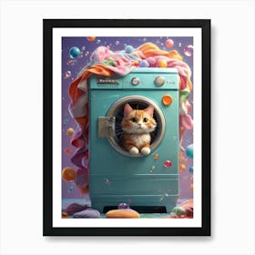 Cat In Washing Machine 2 Art Print