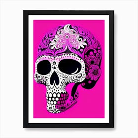 Skull With Intricate Henna Designs 5 Pink Pop Art Art Print