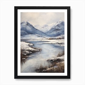 Vintage Winter Painting Lake District United Kingdom 1 Art Print