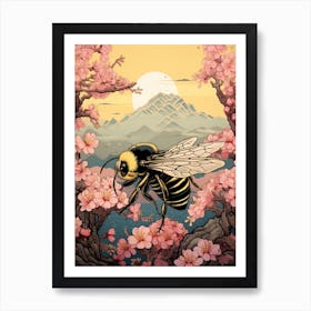 Bumblebee Animal Drawing In The Style Of Ukiyo E 1 Art Print