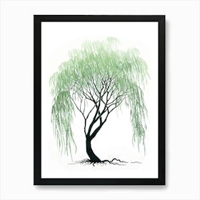 Willow Tree Pixel Illustration 1 Art Print