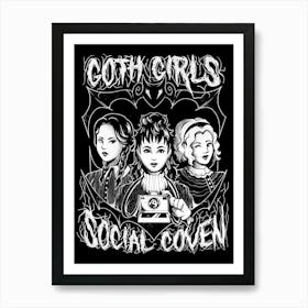 Goth Girls Social Coven - Cute Evil Halloween Gift Art Print