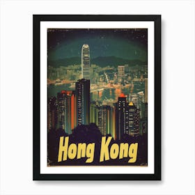 Aihrgdesign A Retro Travel Poster For Hong Kong 2 Art Print