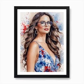 Watercolor Of A Woman In Glasses Art Print