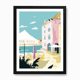 Biarritz, France, Flat Pastels Tones Illustration 3 Art Print