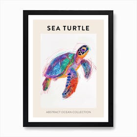 Rainbow Turtle Scribble Crayon Drawing Poster 5 Art Print