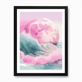 Pink Moon Wave Art Print