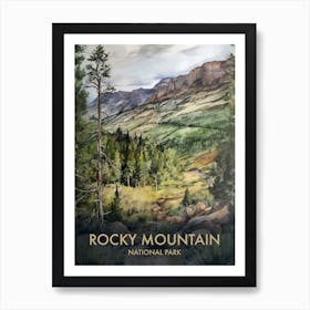 Rocky Mountain National Park Watercolour Vintage Travel Poster 5 Art Print