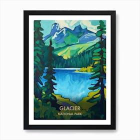 Glacier National Park Travel Poster Matisse Style 4 Art Print