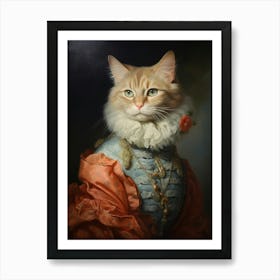 Royal Cat Portrait Rococo Style 8 Art Print
