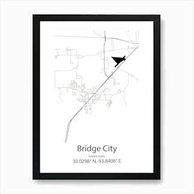 Bridge City,United States Minimalist Map 1 Art Print