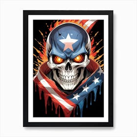 American Flag Floral Face Evil Death Skull (7) Art Print