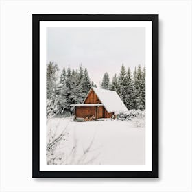 Montana Winter Cabin Art Print