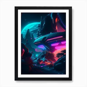 Exploration Neon Nights Space Art Print