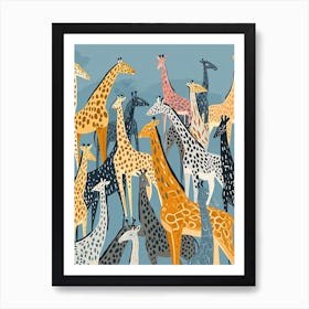 Kitsch Giraffe Illustrative Pattern 2 Art Print