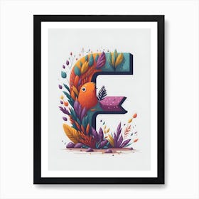 Colorful Letter F Illustration 70 Art Print