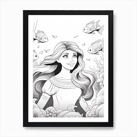 The Ocean S Surface (The Little Mermaid) Fantasy Inspired Line Art 4 Art Print