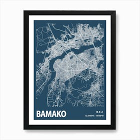 Bamako Blueprint City Map 1 Art Print