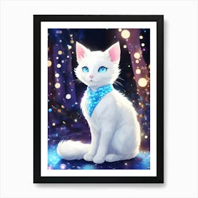 White Cat With Blue Eyes 3 Art Print