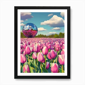 Disco Ball In Tulips Art Print