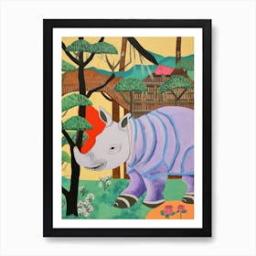 Maximalist Animal Painting Rhinoceros 1 Art Print