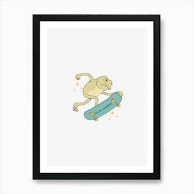 Frog On Skateboard Art Print