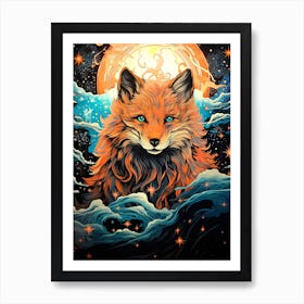 Fox In The Moonlight 1 Art Print