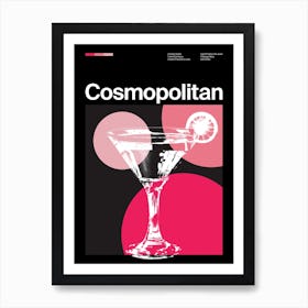 Mid Century Dark Cosmopolitan Cocktail Póster