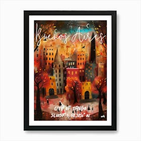 Buenos Aires, folk naive and whimsical poster Art Print