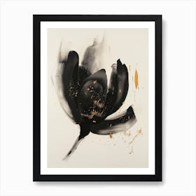 Black And Gold Flower 2 Art Print