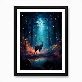 Kbgtron A Deer And The Forest Colorful Lights In The Style Of F 43d9b245 0b81 4adf 8734 De5f15f09a77 Art Print