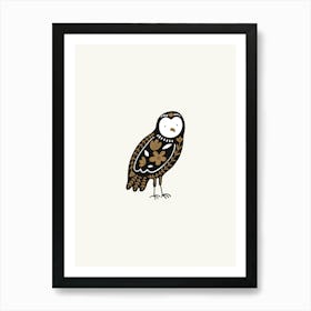 Owl Folk Scandi Folk Art Print