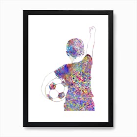 Boy Soccer Player Watercolor Art Print