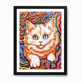 Louis Wain Kaleidoscope Psychedelic Cat 9 Art Print