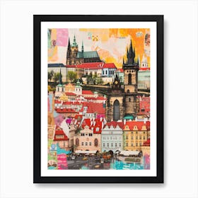 Prague   Retro Collage Style 3 Art Print