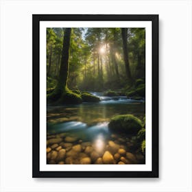 Mossy River In The Forest Art Print