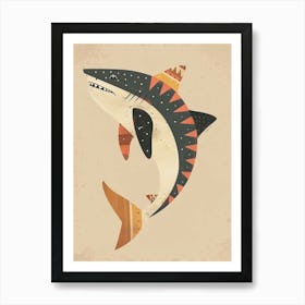 Muted Pastel Patterned Shark 2 Art Print