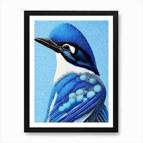 Blue Jay Pointillism Bird Art Print