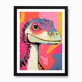 Colourful Dinosaur Dromaeosaurus 3 Art Print