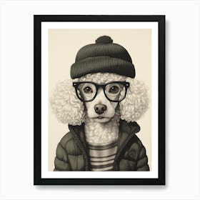 Poodle Dog Wearing Glasses Art Print