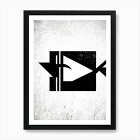 Arrow Graphically Depicted With Stark Contrast Between Its White Directional Mark And The Black Abst (5) Art Print