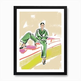 Woman In Green Suit Art Print