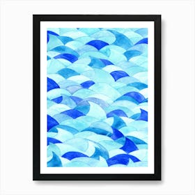 Blue And White Waves 2 Art Print