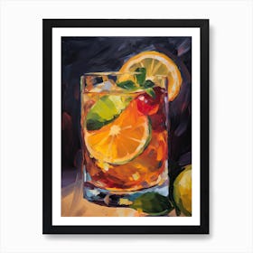 Pimms Cup Cocktail Oil Painting 2 Art Print