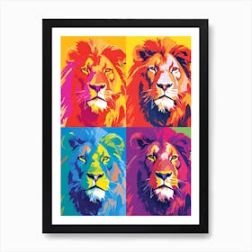 Lion Tile Pop Art Style Art Print