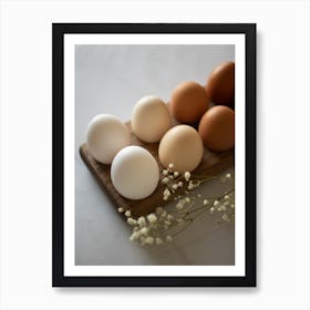 Eggs On A Wooden Board Art Print